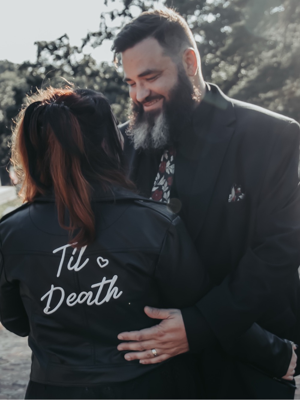 Black Women's Faux Leather Jacket with 'Til Death' Back Script